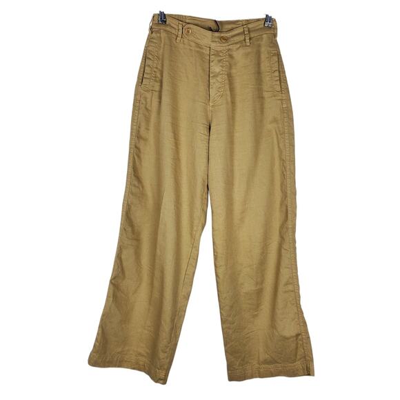 Wrap London Womens Linen Cotton Blend Wide Leg Trousers Pants Size 6 Sand 29" In - Picture 1 of 15